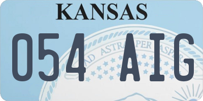 KS license plate 054AIG