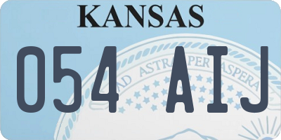 KS license plate 054AIJ