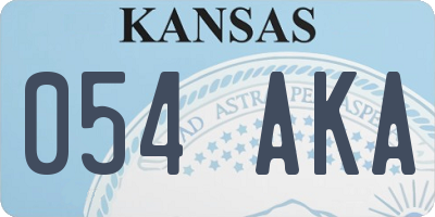KS license plate 054AKA