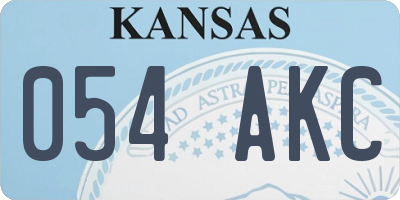 KS license plate 054AKC
