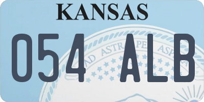 KS license plate 054ALB