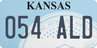 KS license plate 054ALD