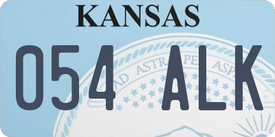 KS license plate 054ALK