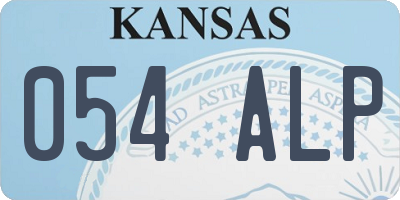 KS license plate 054ALP