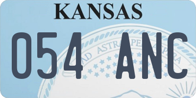 KS license plate 054ANC