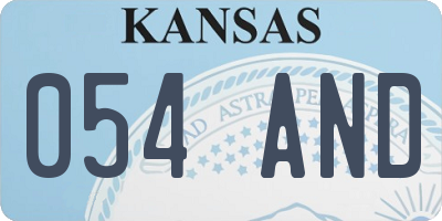KS license plate 054AND