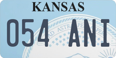 KS license plate 054ANI
