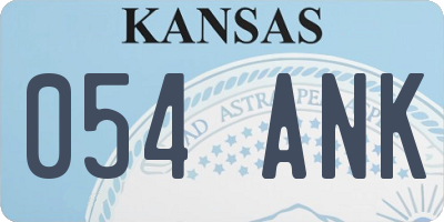 KS license plate 054ANK