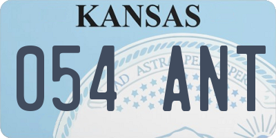 KS license plate 054ANT