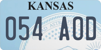 KS license plate 054AOD
