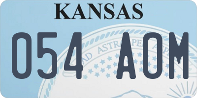 KS license plate 054AOM