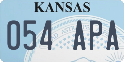 KS license plate 054APA