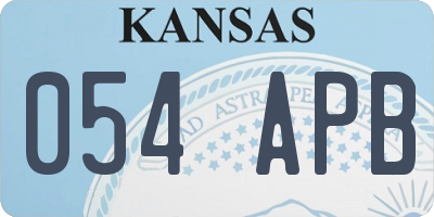 KS license plate 054APB