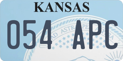 KS license plate 054APC