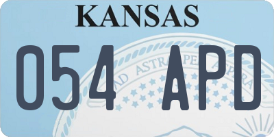 KS license plate 054APD