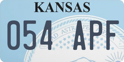 KS license plate 054APF