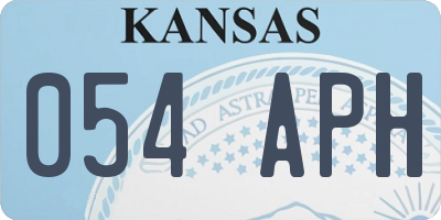 KS license plate 054APH