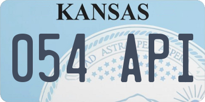KS license plate 054API
