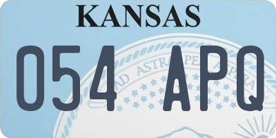 KS license plate 054APQ