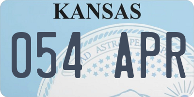 KS license plate 054APR