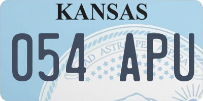 KS license plate 054APU