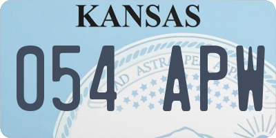 KS license plate 054APW