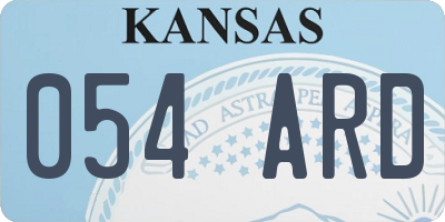 KS license plate 054ARD