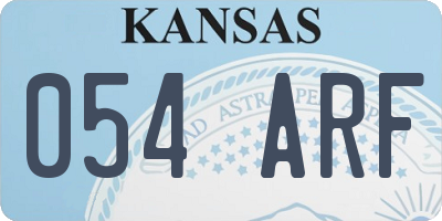 KS license plate 054ARF