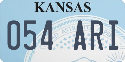 KS license plate 054ARI