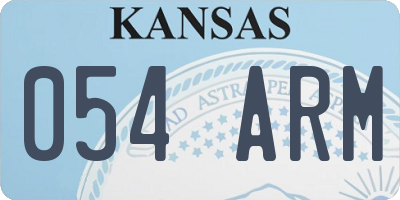 KS license plate 054ARM