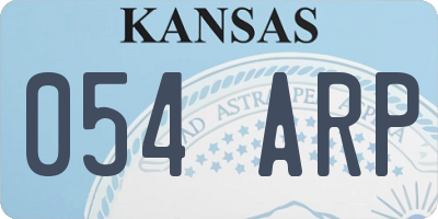 KS license plate 054ARP