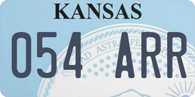 KS license plate 054ARR