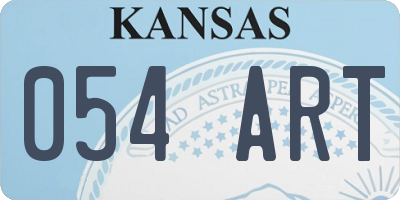 KS license plate 054ART