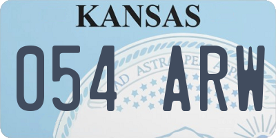 KS license plate 054ARW