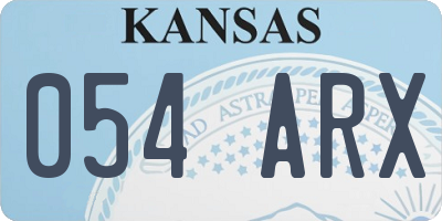 KS license plate 054ARX