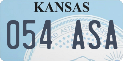 KS license plate 054ASA