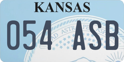 KS license plate 054ASB