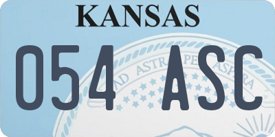 KS license plate 054ASC