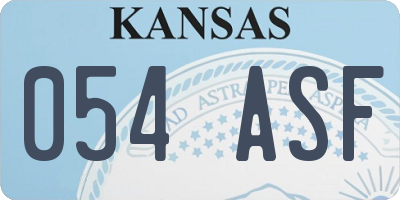 KS license plate 054ASF