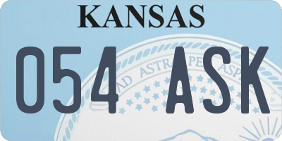 KS license plate 054ASK