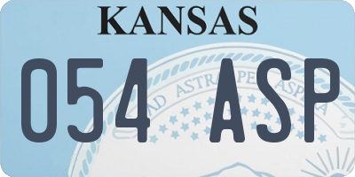 KS license plate 054ASP