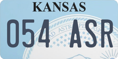 KS license plate 054ASR