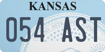 KS license plate 054AST