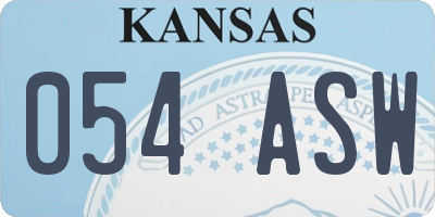 KS license plate 054ASW