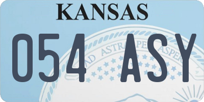 KS license plate 054ASY
