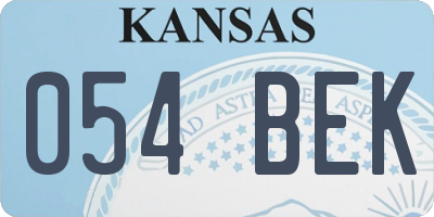 KS license plate 054BEK