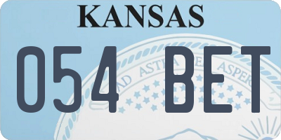 KS license plate 054BET