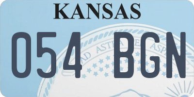 KS license plate 054BGN