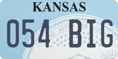 KS license plate 054BIG
