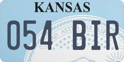 KS license plate 054BIR